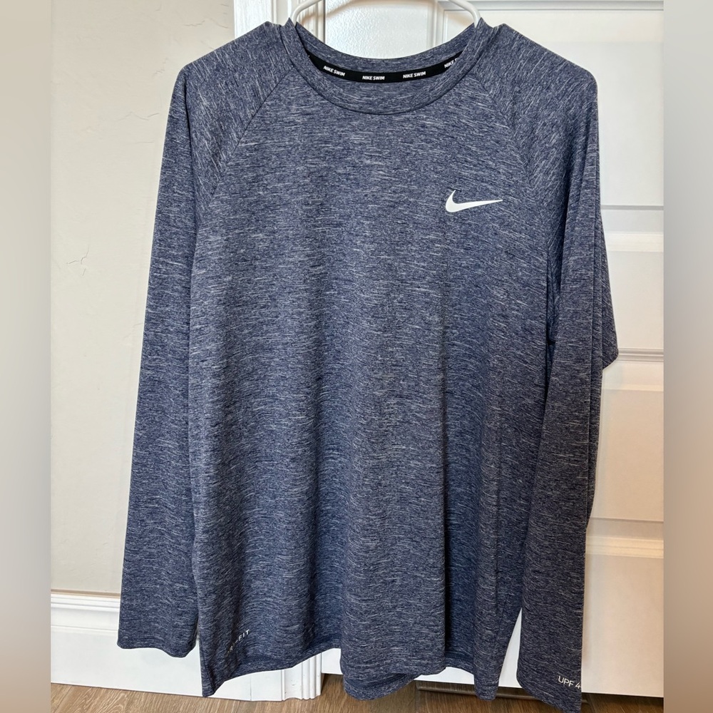 NWOT Nike Men’s Hydroguard Swim Long Sleeve   UPF 40+ Blue NESSA590-440 Size L